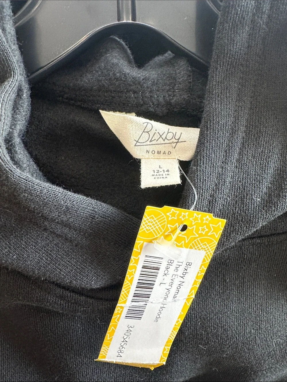 Kid's Bixby Black Hoodie Sweatshirt - Classic Pullover NWT Size L (12-14)